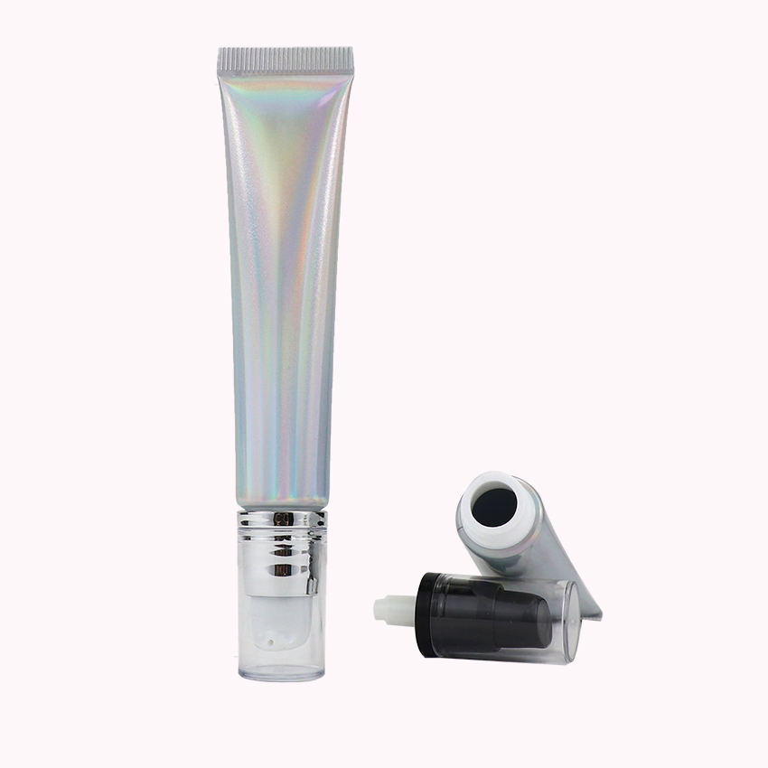 20 g 20 ml leere kosmetische Tube aus weichem Aluminium-Kunststoff mit Airless-Pumpverschluss, silberner Laser-Squeeze für Sonnenschutz-Gesichtscreme-Verpackung