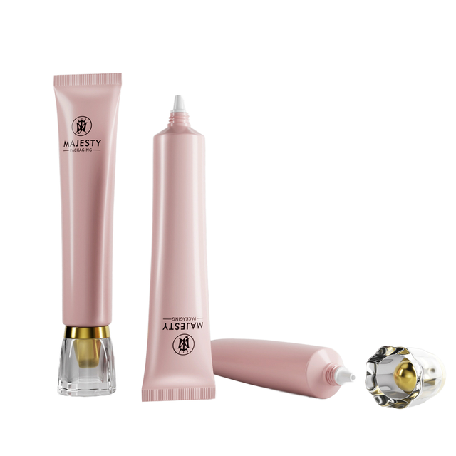 Kundenspezifische weiche Verpackung aus Kunststoff für BB Foundation, flüssige Creme, Augencreme, lange Düsenspitze mit Acrylkappe für Lippen-Sonnencreme